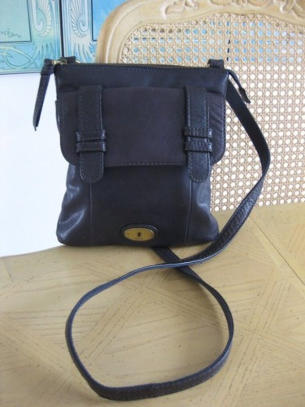 Vintage Fossil Carson Crossbody Swingpack,  Deep Blue color